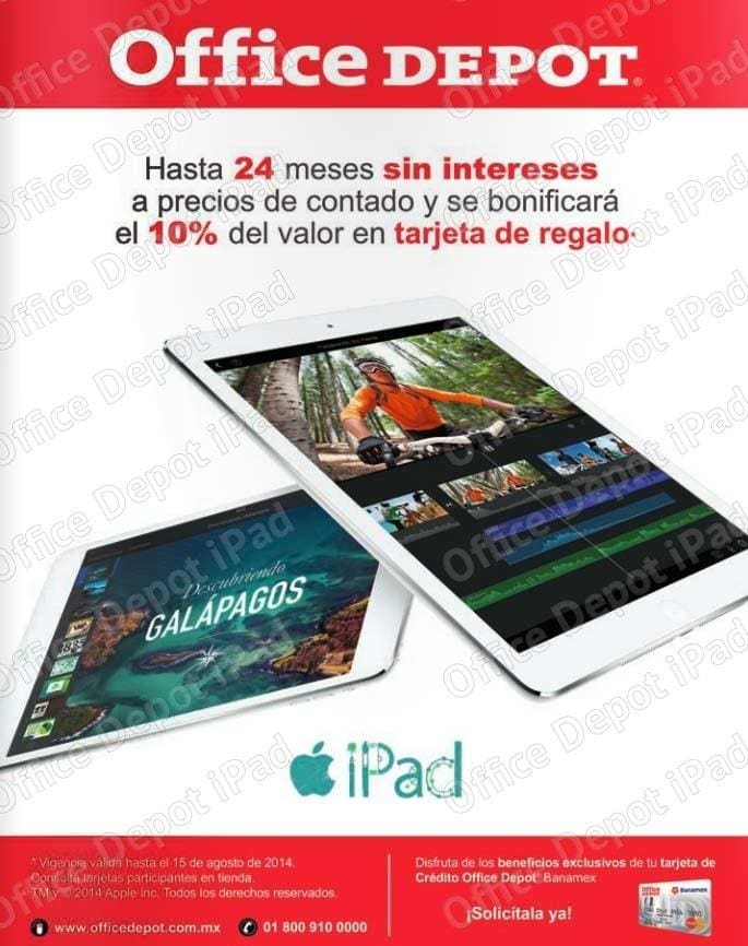 Promoción Office Depot compra tu iPad en 24 meses sin intereses