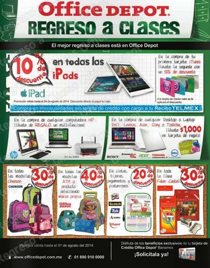 Promoción Office Depot Regreso a Clases 10 de descuento en todas las