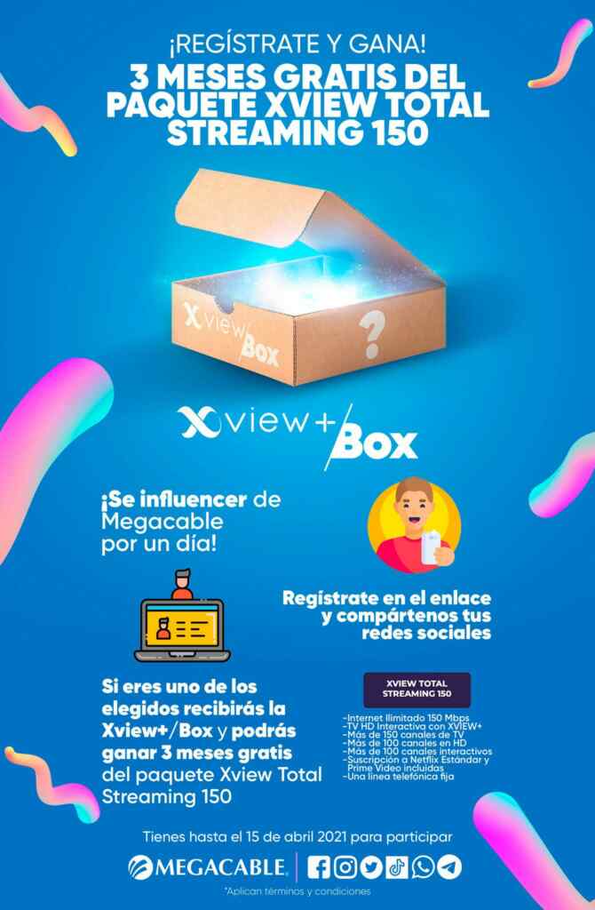 Concurso Influencer Megacable Gana 3 meses de Xview Total Streaming