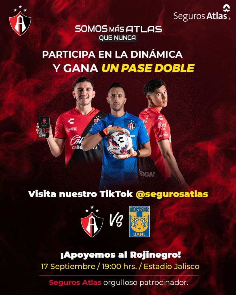 Gana boletos al partido de Atlas vs Tigres cortesía de Seguros Atlas