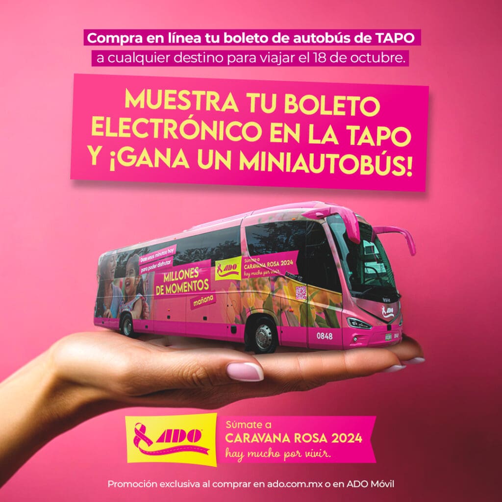 Ado Mini Concurso ADO: Gana 1 de 15 mini autobuses de la Caravana Rosa - Ganapromo
